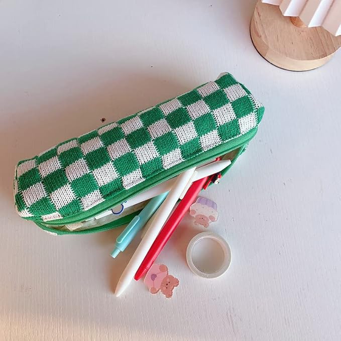 Claire | 3-Piece Autumn Winter Plaid Checkered Cosmetic Makeup Bag Set