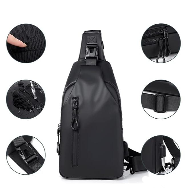 Ash | Waterproof Travel Crossbody Sling Bag With USB Port