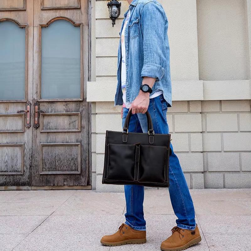 George | Men's Vintage Leather Travel Crossbody Messenger Bag