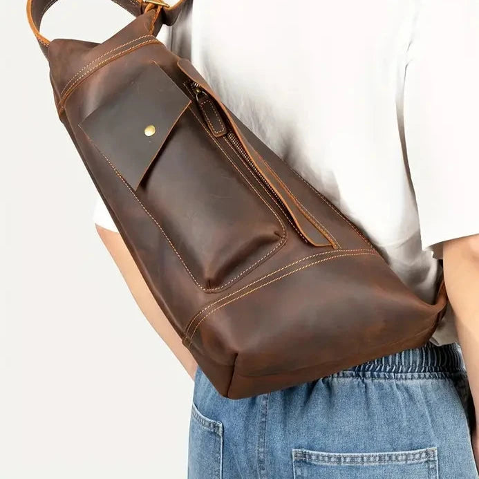 Liam | Retro Crazy Horse Leather Crossbody Sling Travel Bag