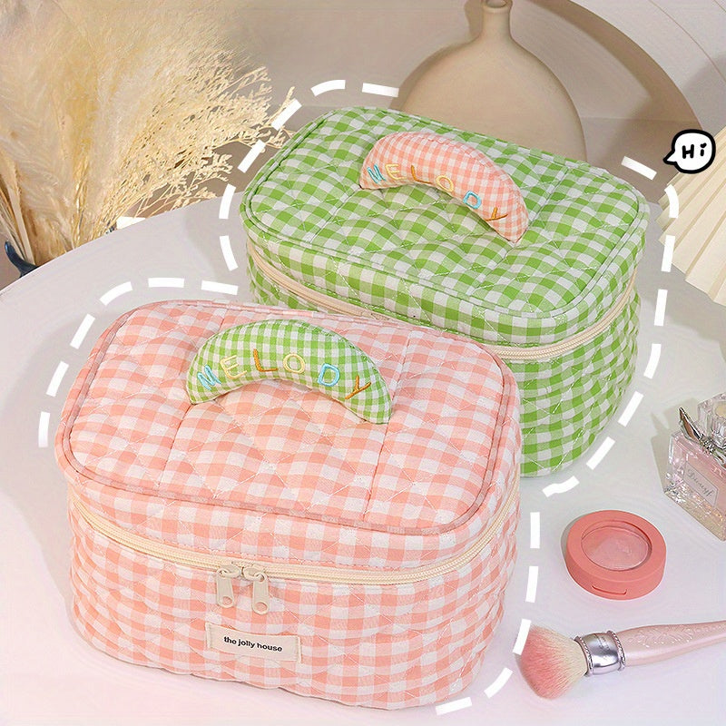 Gingham Travel Toiletry Organiser Set