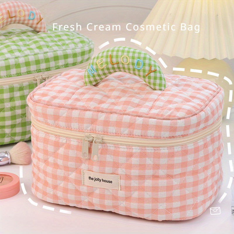 Gingham Travel Toiletry Organiser Set