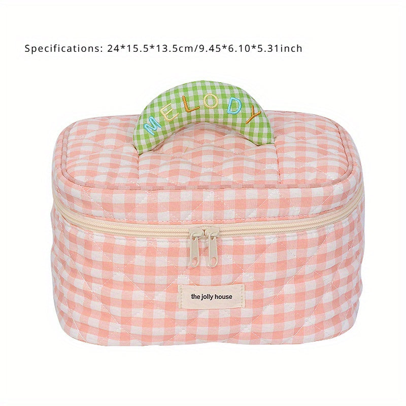 Gingham Travel Toiletry Organiser Set