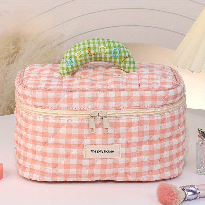 Gingham Travel Toiletry Organiser Set