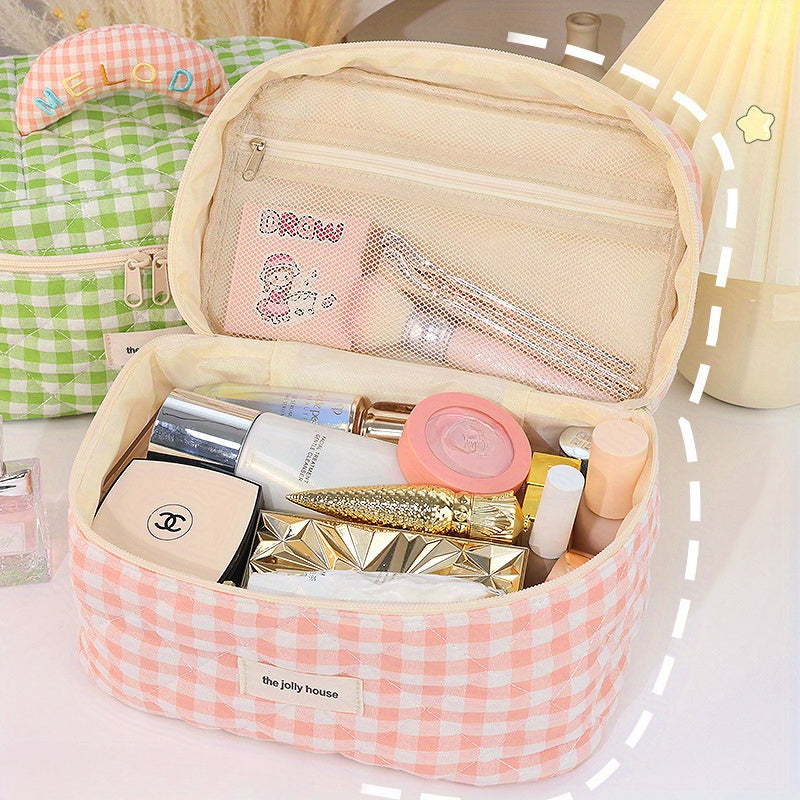 Gingham Travel Toiletry Organiser Set