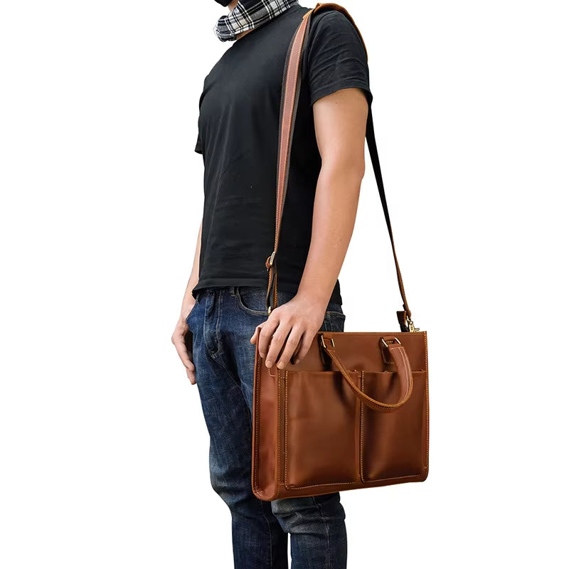 George | Men's Vintage Leather Travel Crossbody Messenger Bag