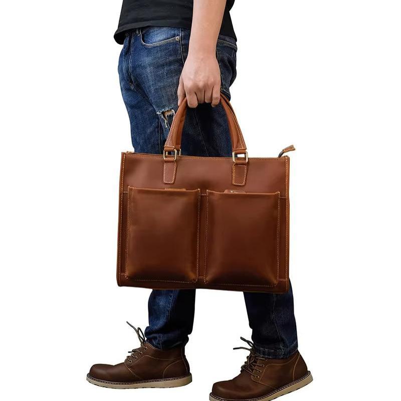 George | Men's Vintage Leather Travel Crossbody Messenger Bag