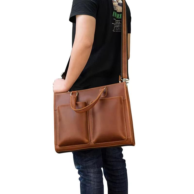 George | Men's Vintage Leather Travel Crossbody Messenger Bag