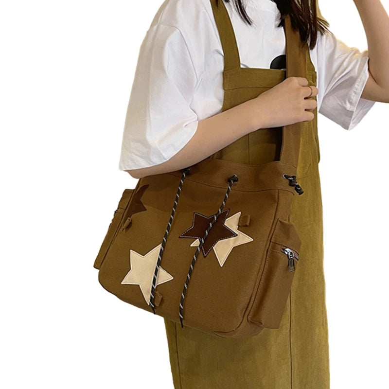 Luna | Y2K Star Canvas Crossbody Messenger Bag