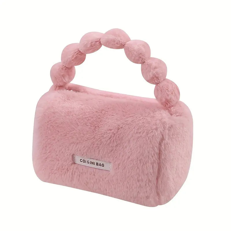 Gianna | Winter Plush Large Opening Cosmetic Makeup Pouch Bag