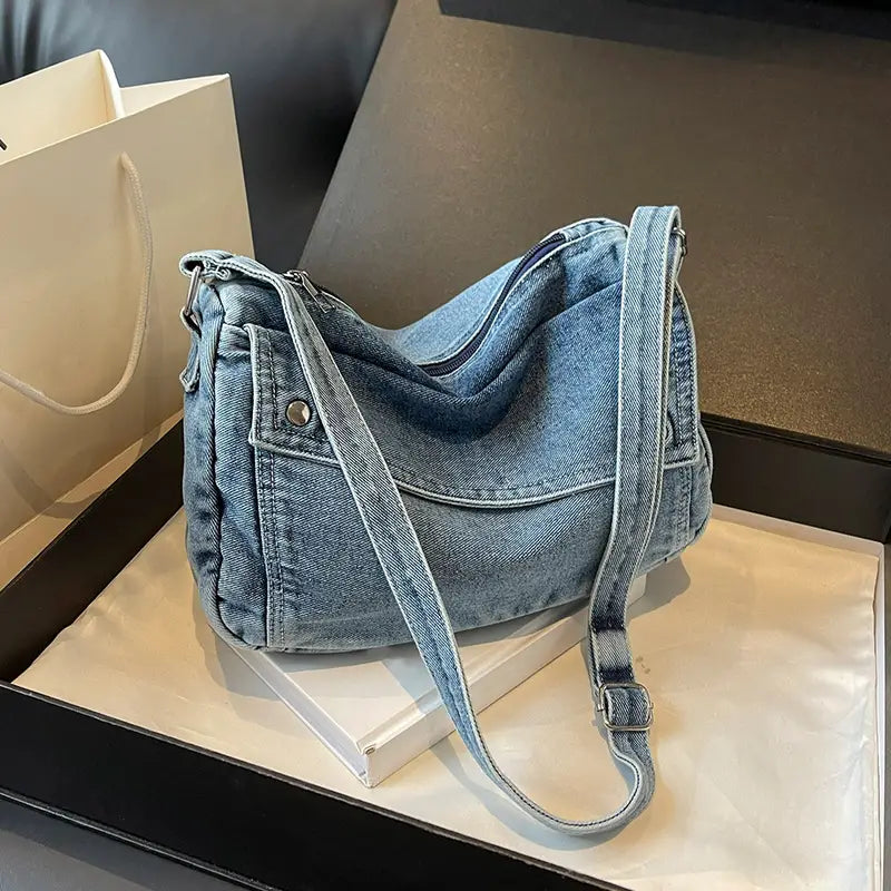 Eloise | Denim Crossbody Messenger Bag