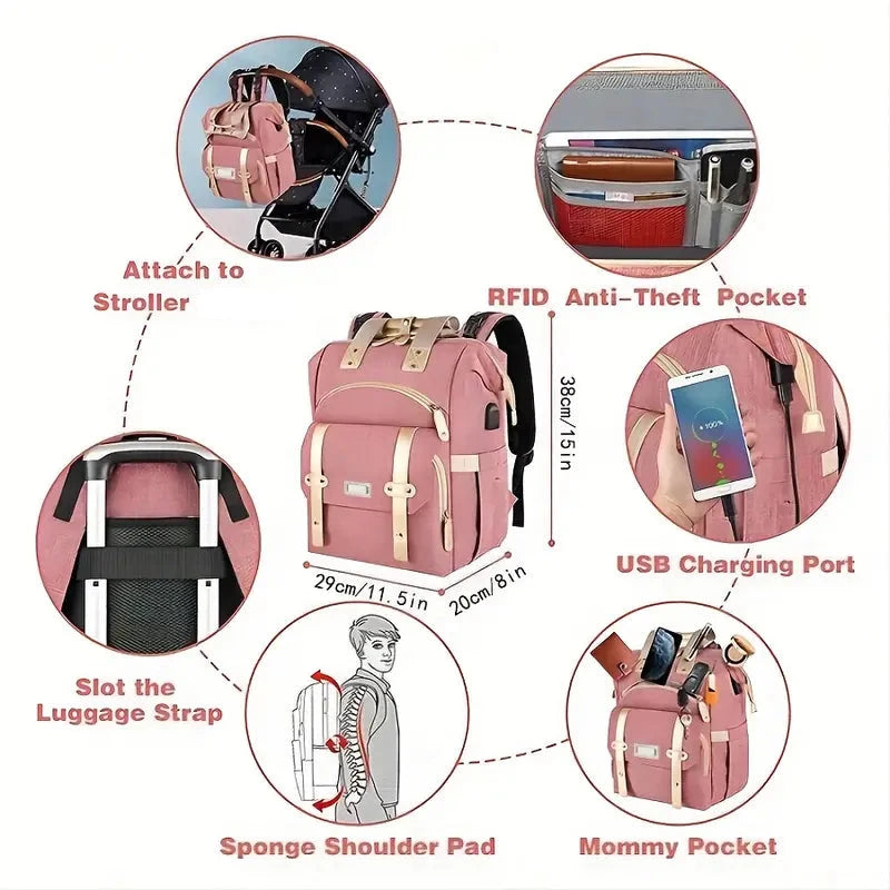 Grace | Oxford Fabric Large Travel Laptop Backpack with USB Charging Port