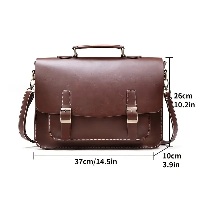 Henry | Retro PU Leather Briefcase Crossbody Messenger Handbag