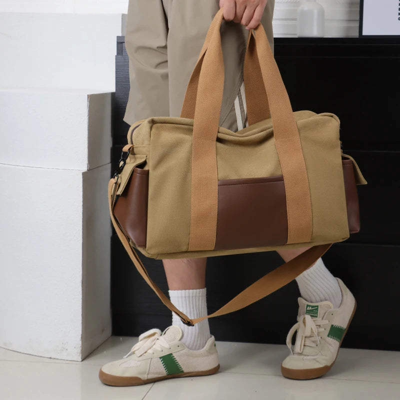 Noah | Vintage Canvas Large Travel Crossbody Messenger Tote Bag