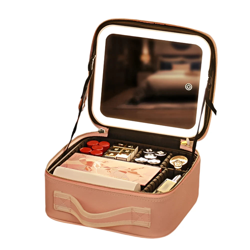 Sophia |  Portable Makeup Cosmetic Bag Case with LED Light & Mirror