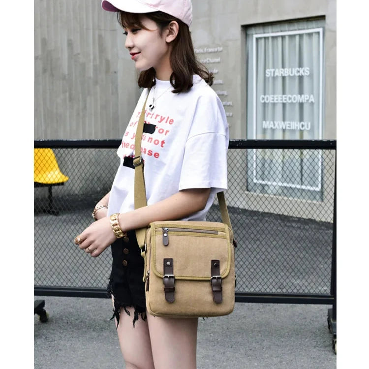 Nicolo | Small Multi-Pocket Canvas Crossbody Messenger Bag