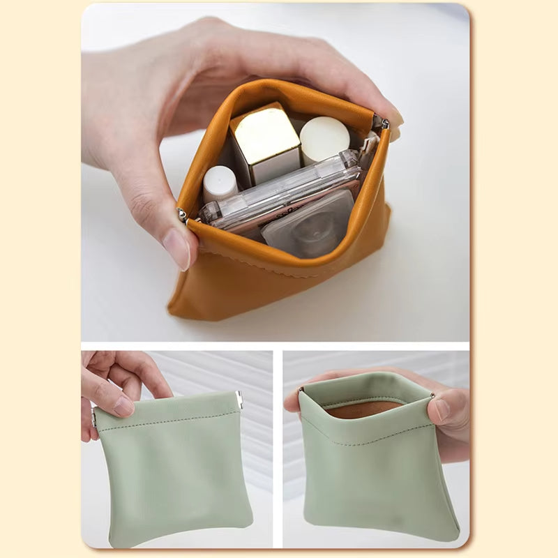 Sage | Waterproof Lambskin Pocket Makeup Cosmetic Bag