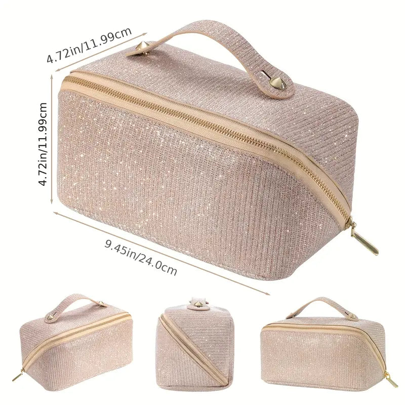 Sophia | Sparkly Large Capacity Makeup Cosmetic & Toiletry Bag