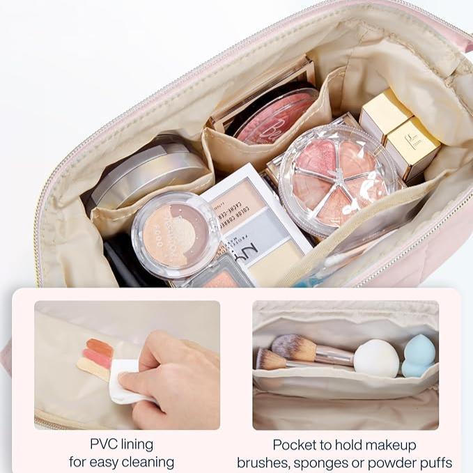 Marie | Soft Quilted Travel Cosmetic Makeup Toiletry Bag