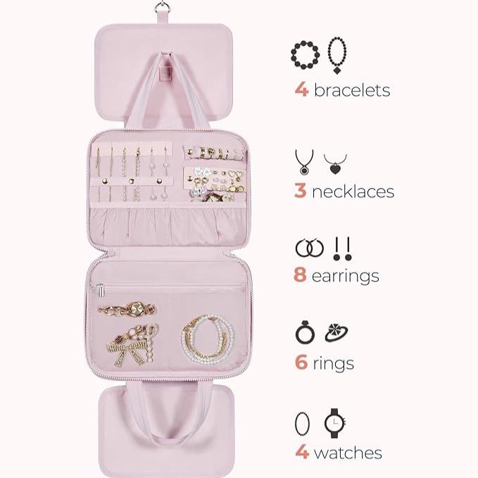 Emma | Travel Cosmetic Makeup Toiletry Bag with Jewelry Organiser