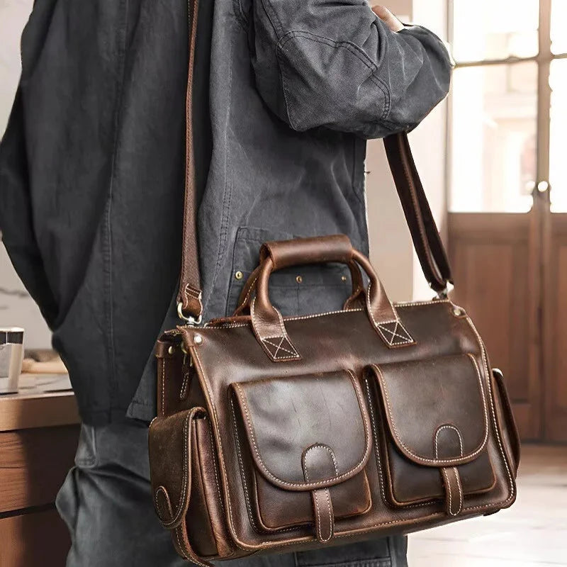 Jacob | Men's Genuine Leather Large Laptop Crossbody Messenger Bag