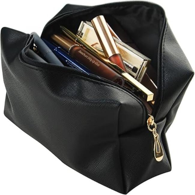 Mia | Compact Waterproof Leather Cosmetic Makeup Pouch Bag