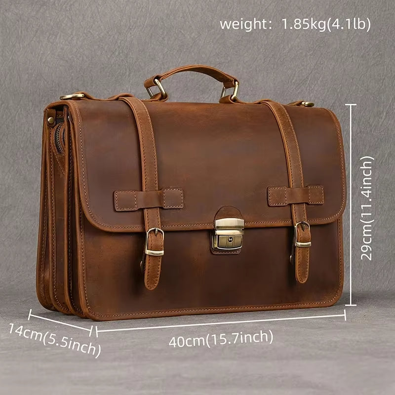 Henry | Men's Leather Crossbody Messenger Laptop Travel Bag