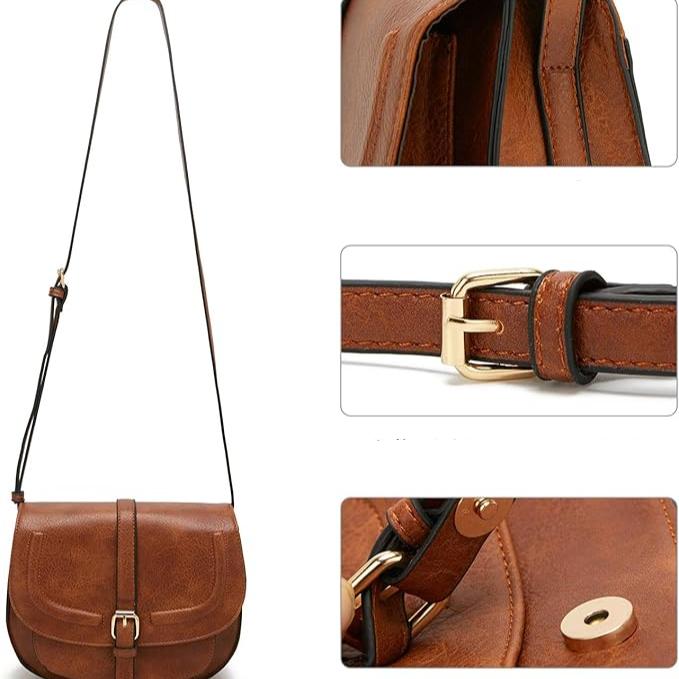 Elizabeth | Women's Vintage PU Leather Saddle Crossbody Handbag