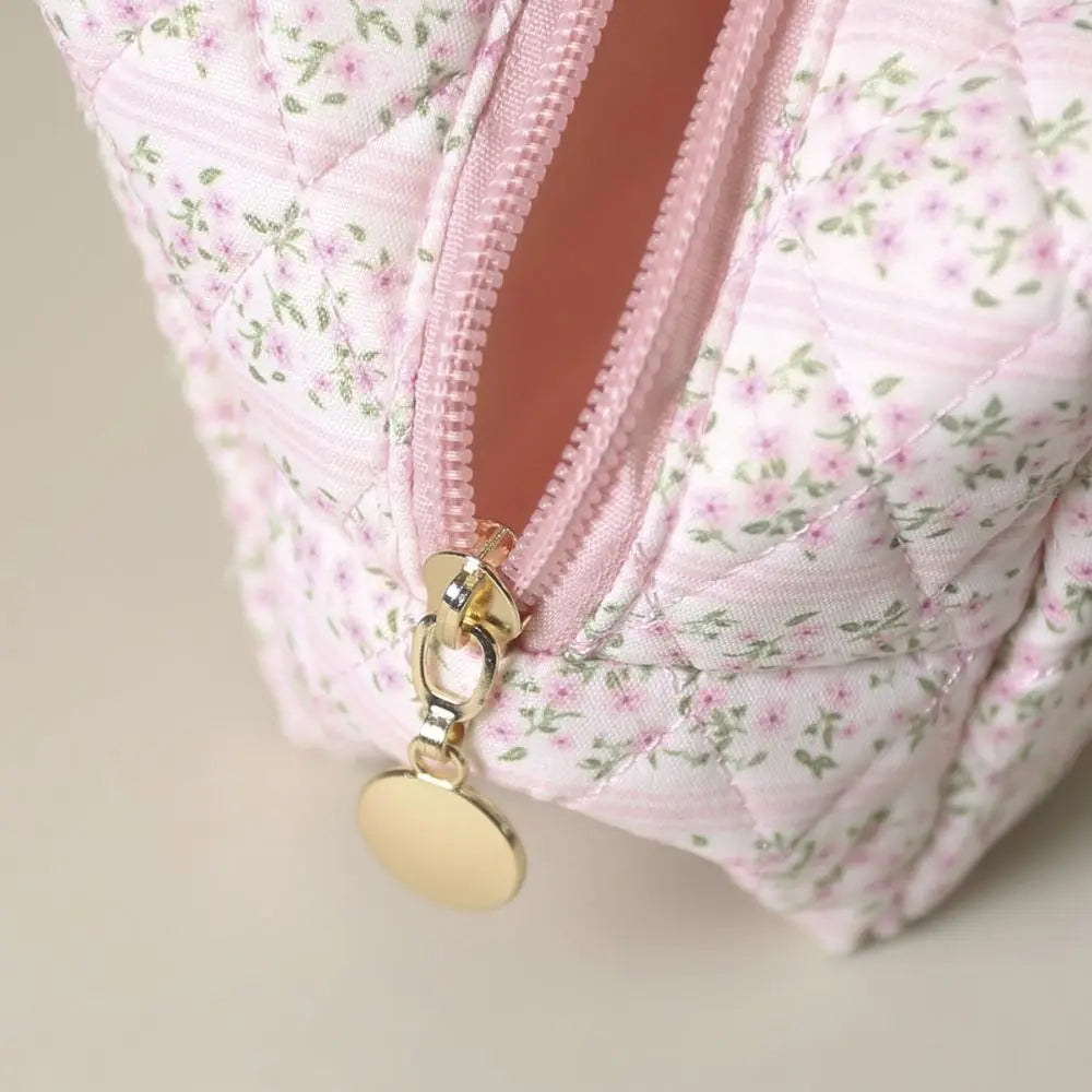 Clara | Women's Puffy Quilted Floral Makeup Cosmetic Bag