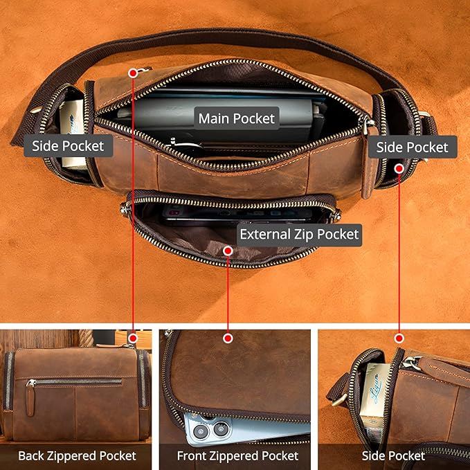 Ethan | Men's Vintage Leather Crossbody Sling Travel Bag