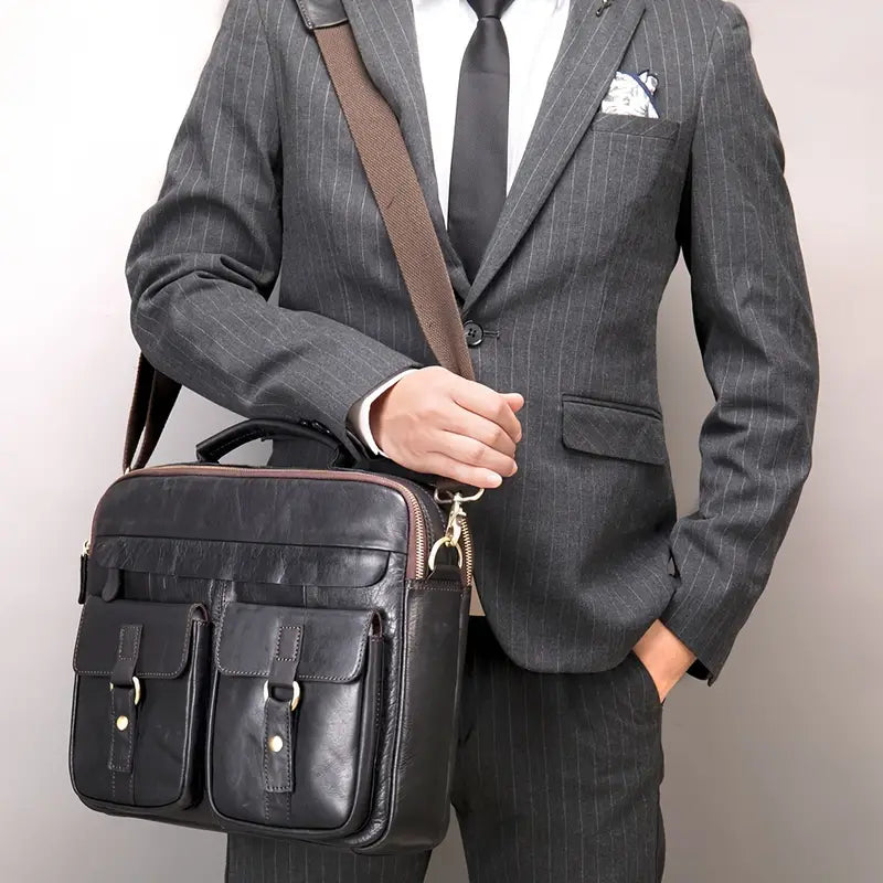 Alexander | Genuine Leather Briefcase Crossbody Messenger Travel Handbag