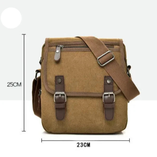 Nicolo | Small Multi-Pocket Canvas Crossbody Messenger Bag