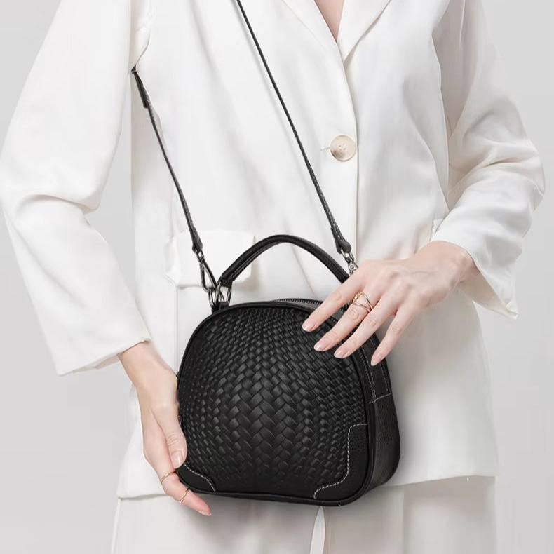 Lara | Chic Genuine Leather Round Crossbody Sling Handbag