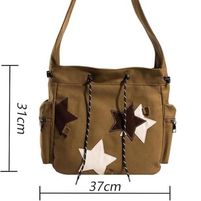 Luna | Y2K Star Canvas Crossbody Messenger Bag