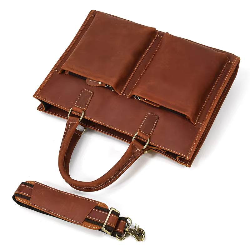 George | Men's Vintage Leather Travel Crossbody Messenger Bag