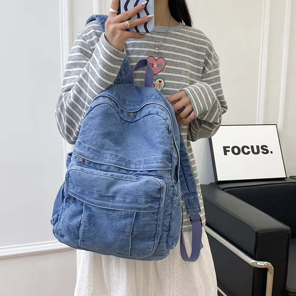 Marla | Large Capacity Vintage Denim Backpack