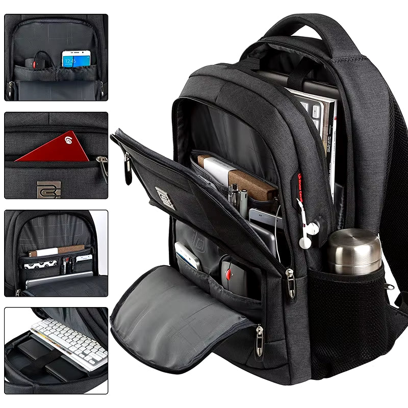 Alex | Slim Business Laptop Travel Hiking Backpack with USB Port