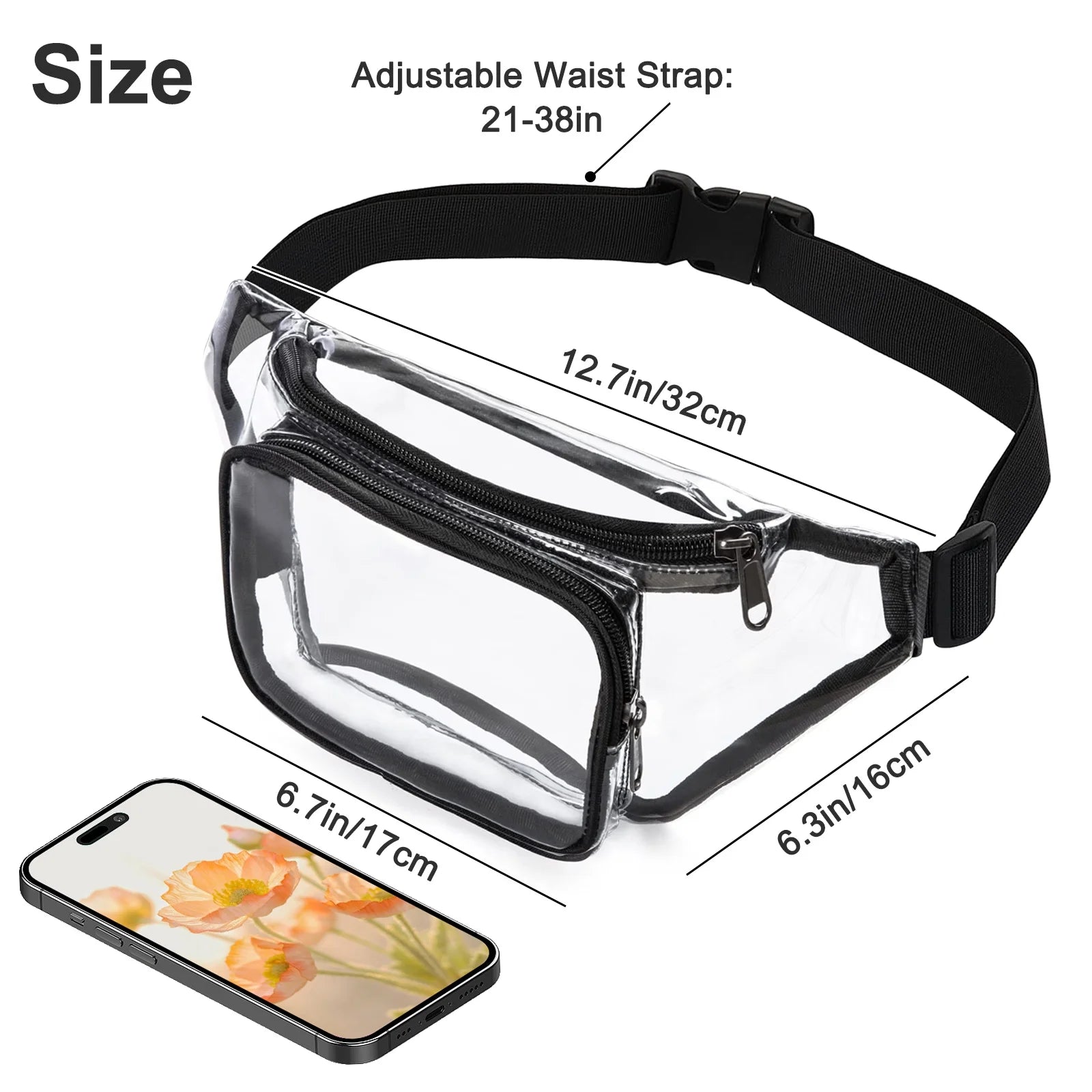 Casey | Clear Stadium Approved Waterproof Crossbody Bum Bag