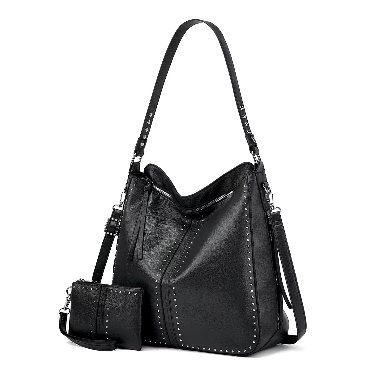 Victoria | Vintage Style Studded Crossbody Messenger Handbag