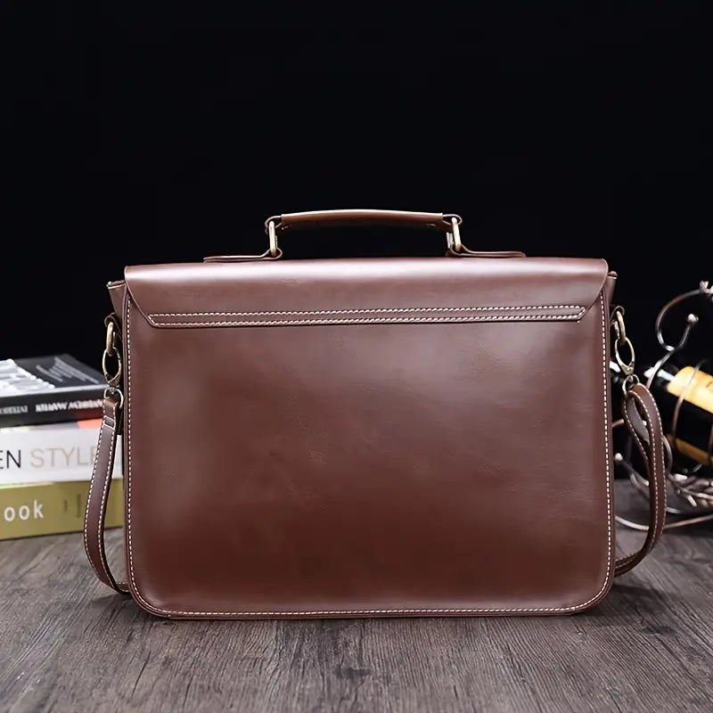 Henry | Retro PU Leather Briefcase Crossbody Messenger Handbag