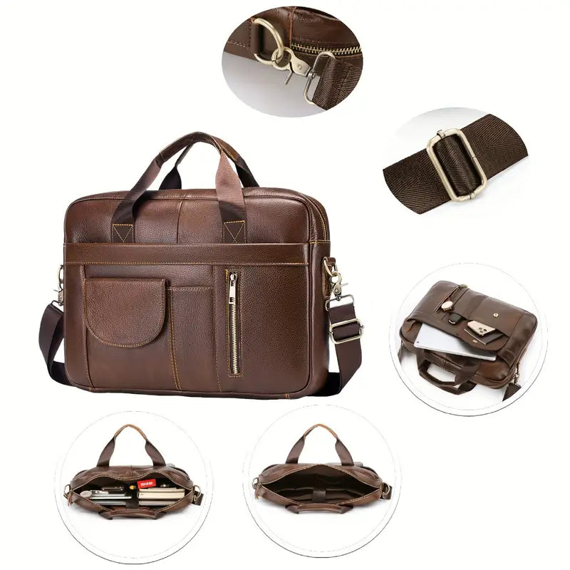 Lawrence | Leather Crossbody Messenger Laptop Travel Handbag