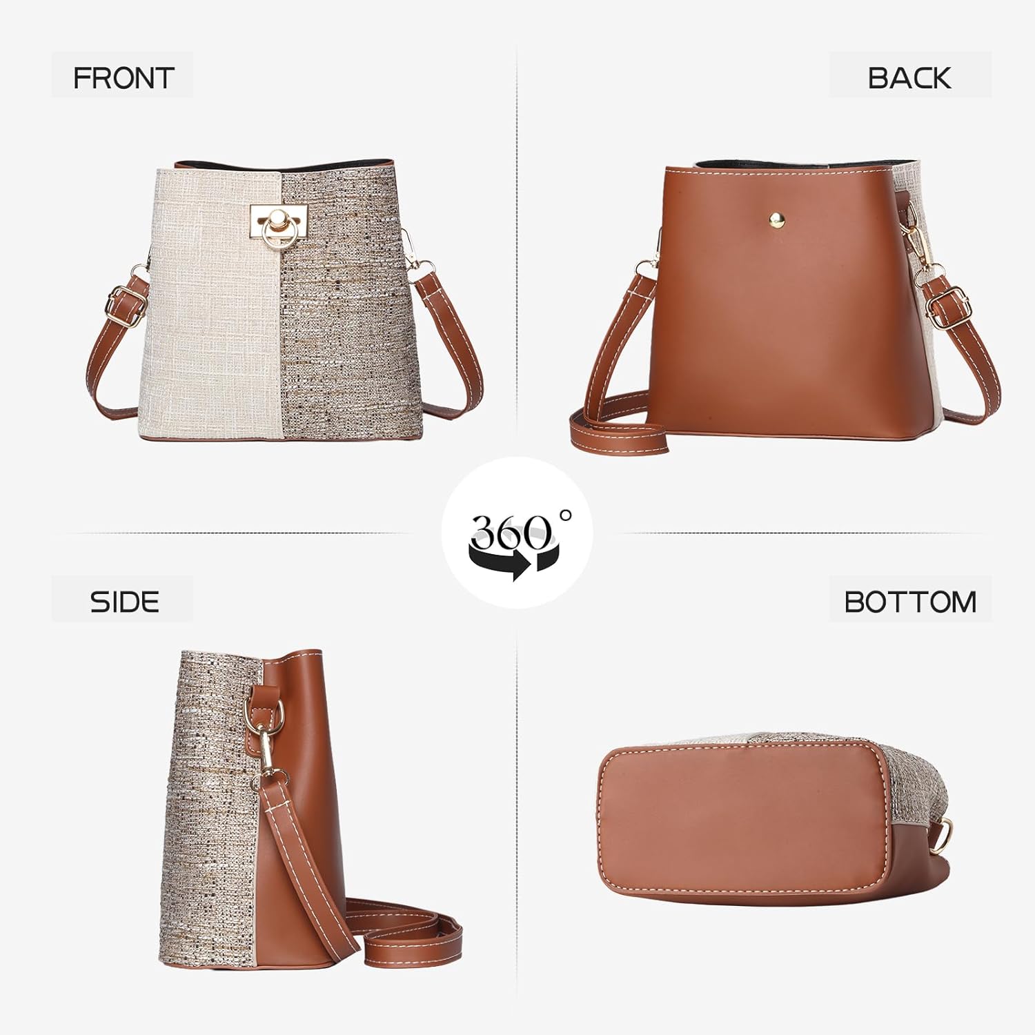 Naomi | Small Colour Block Crossbody Sling Bucket Bag