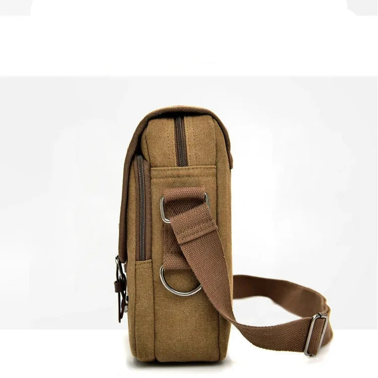 Nicolo | Small Multi-Pocket Canvas Crossbody Messenger Bag