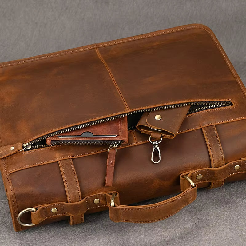 Henry | Men's Leather Crossbody Messenger Laptop Travel Bag