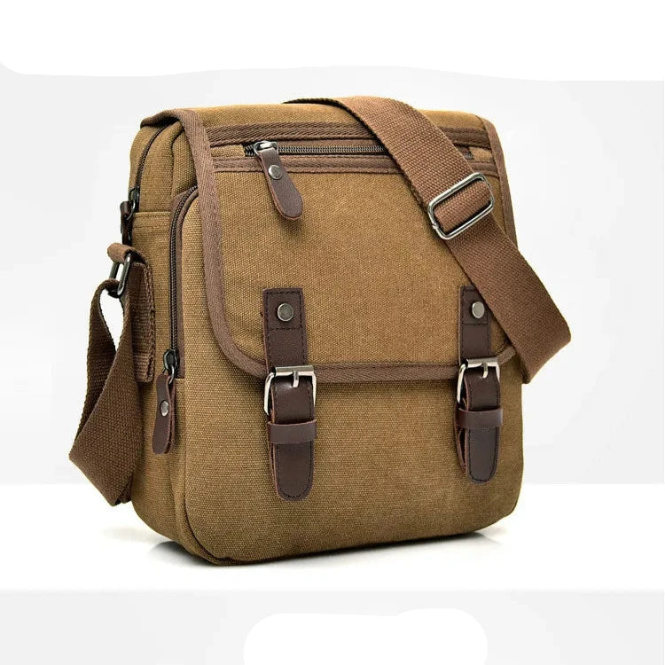 Nicolo | Small Multi-Pocket Canvas Crossbody Messenger Bag