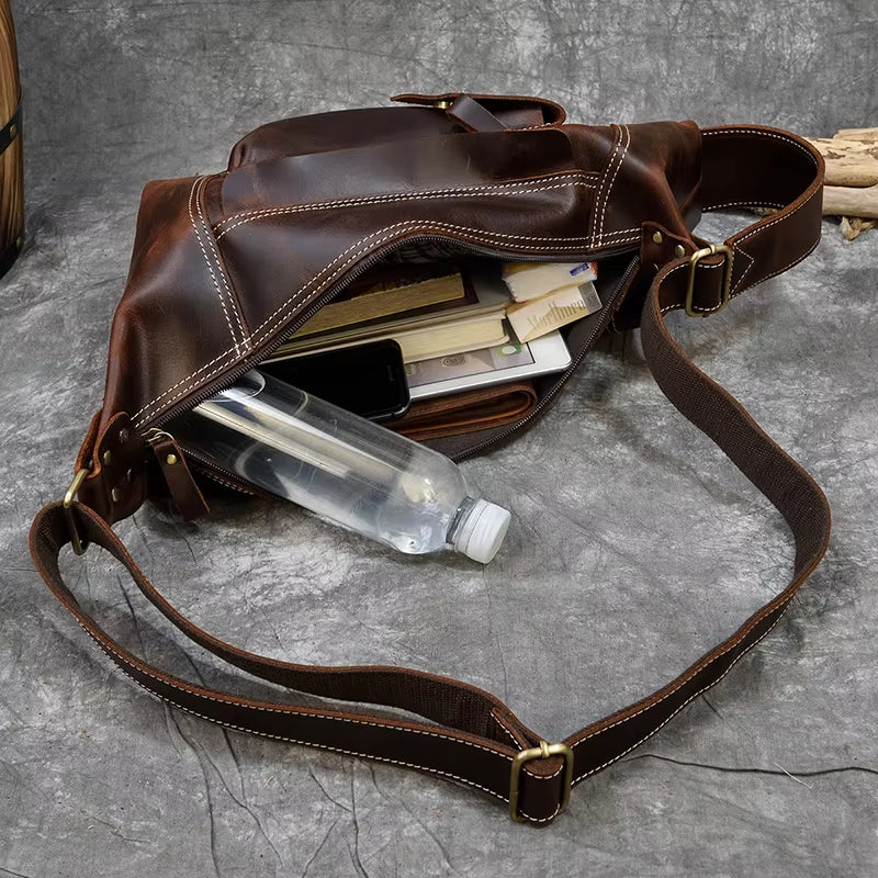 Liam | Retro Crazy Horse Leather Crossbody Sling Travel Bag