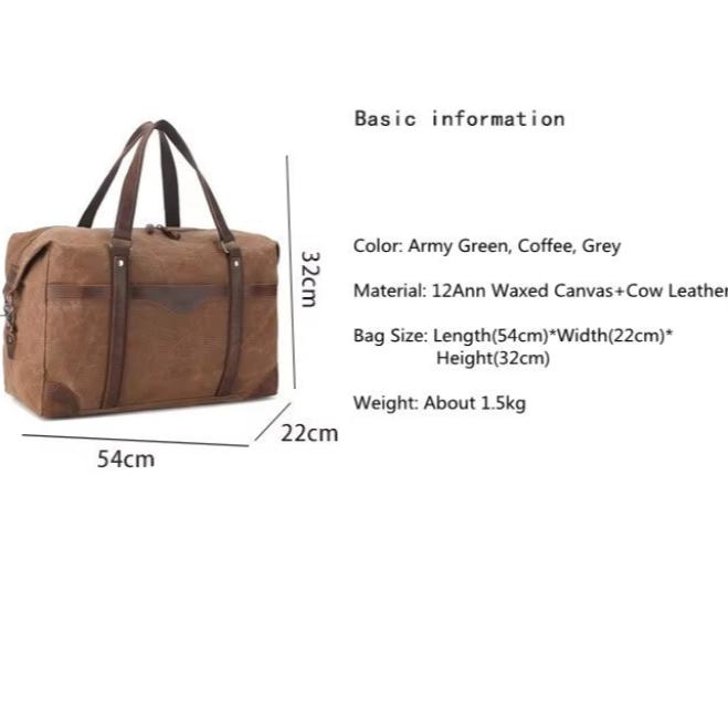 Vince | Large Waxed Canvas Travel Weekender Garment Duffle Bag