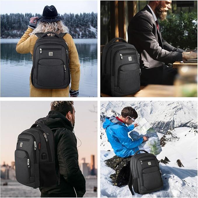 Alex | Slim Business Laptop Travel Hiking Backpack with USB Port