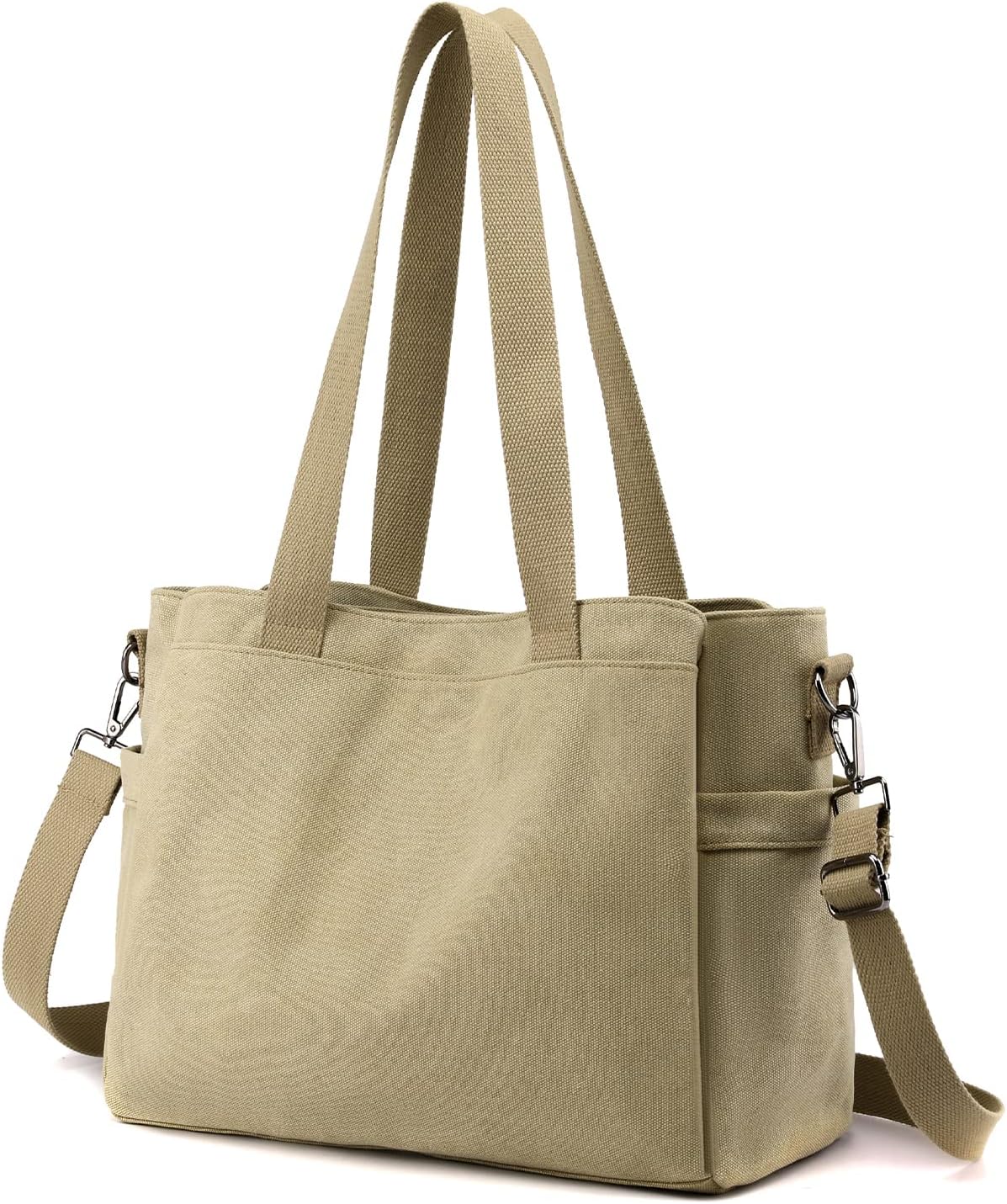 Aurora | Multi-Pocket Canvas Crossbody Tote Bag