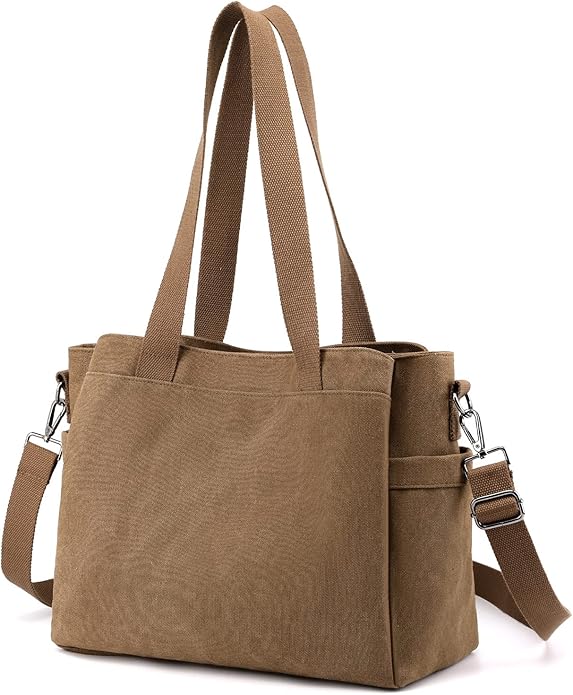 Aurora | Multi-Pocket Canvas Crossbody Tote Bag